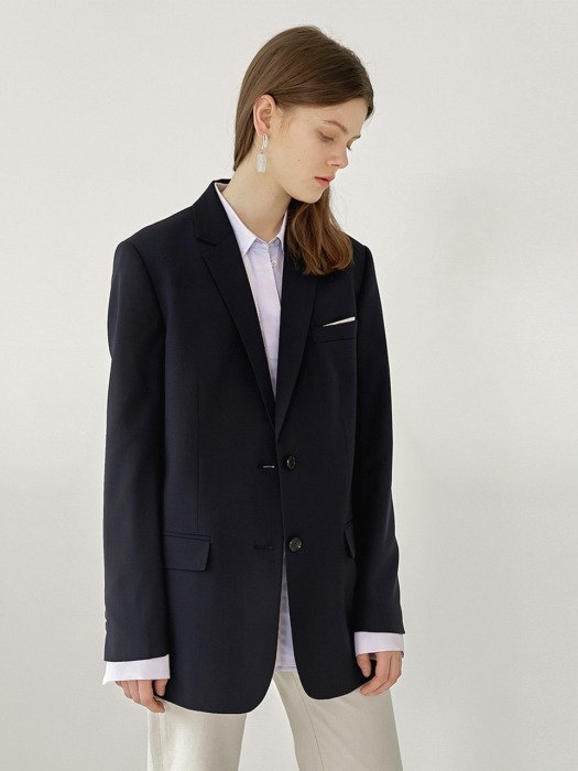 MOSS Classic Tailoring Slim-Fit Blazer(DEEP-NAVY)