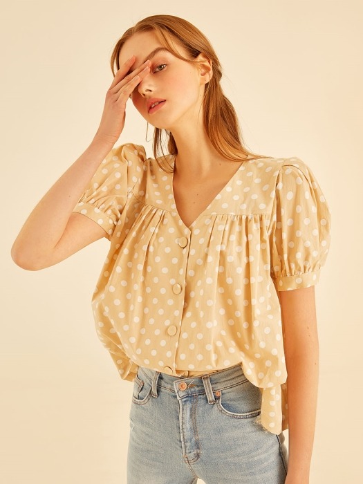 dot Balloon blouse[yellow] 