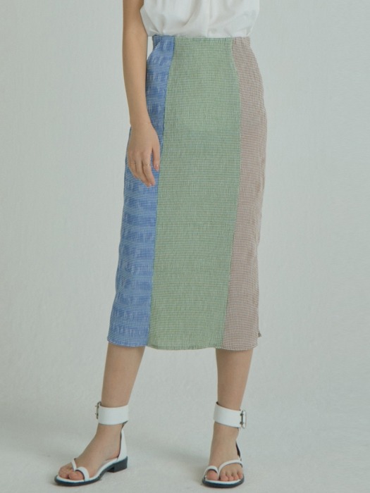 Check Wrinkle Skirt_Green