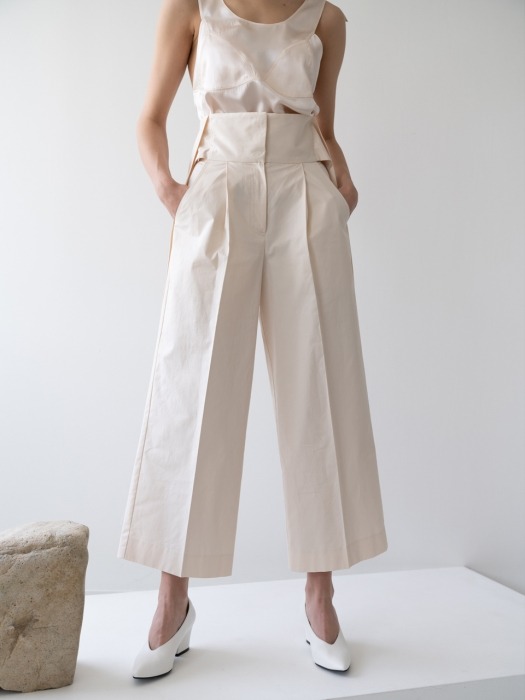 High waist ribbon trouser 