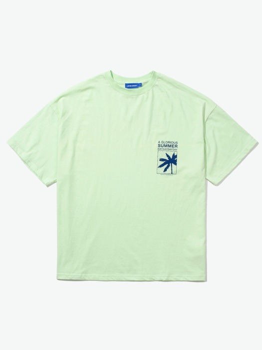 BOXED PALM TREE OVER S/S TEE LIGHT NEON