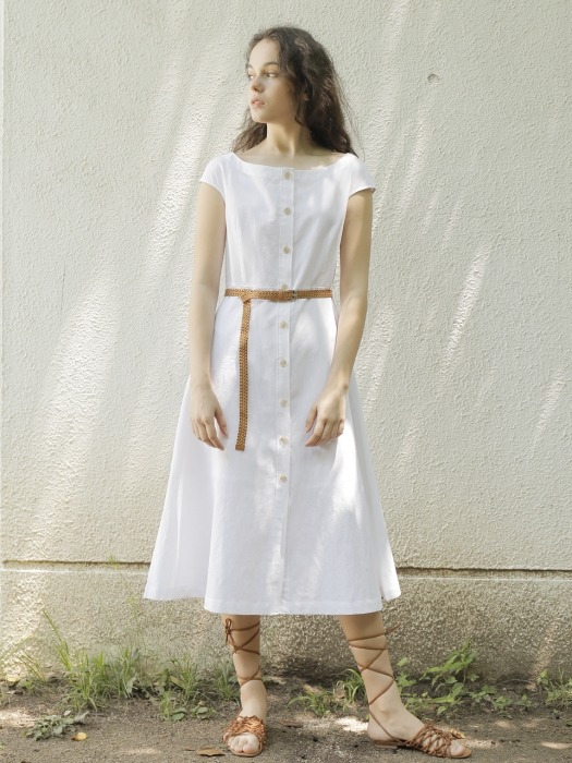 19SS LOW NECK LONG DRESS /WHITE