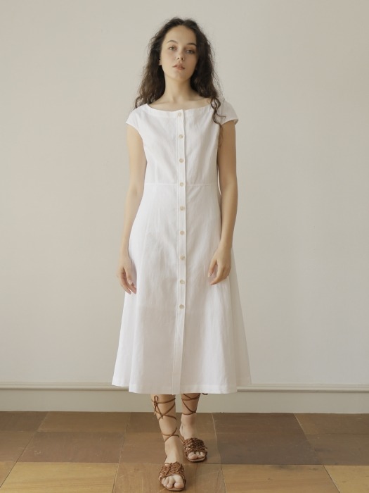 19SS LOW NECK LONG DRESS /WHITE