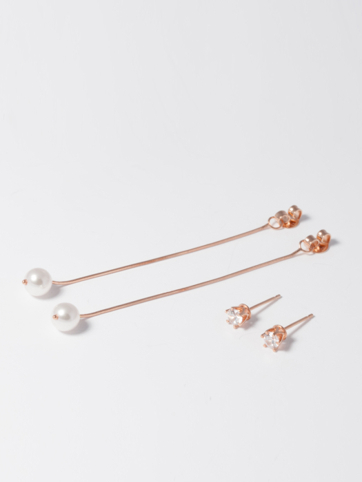 SHINE drop CHAIN PEARL EARRING