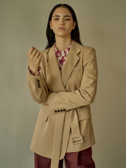 UNBALANCE BELTED OPEN JACKET