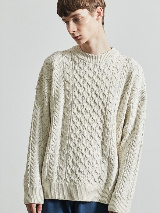 Oversized Cable Sweater (IVORY)