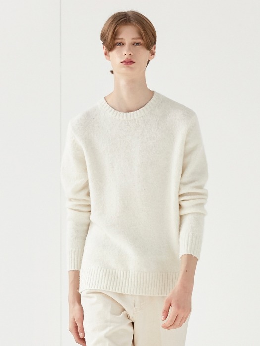 MOHAIR ROUND KNIT_CREAM