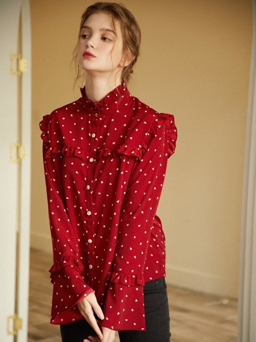 Lucy Frill Blouse_Heart Red