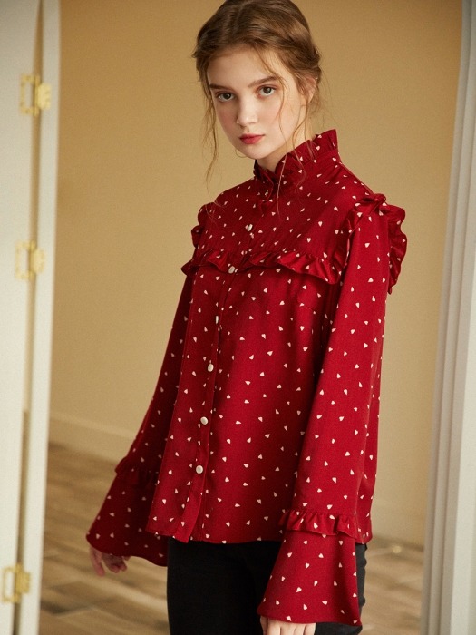 Lucy Frill Blouse_Heart Red
