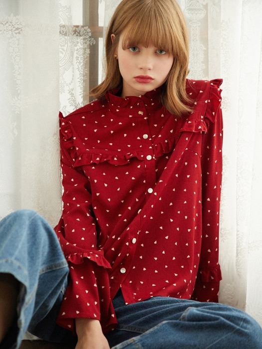 Lucy Frill Blouse_Heart Red