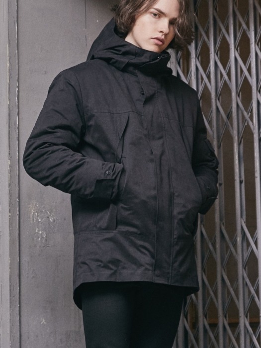 MARK HOOD ZIP-UP JACKET (BLACK)