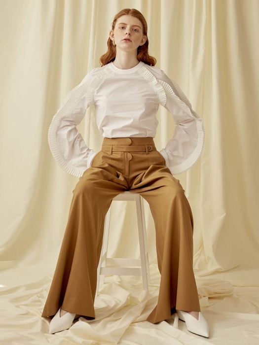 White Pleated Armhole and Sleeve Blouse