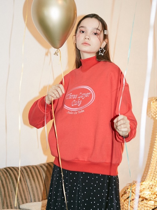 High Neck Sweatshirt_ Red