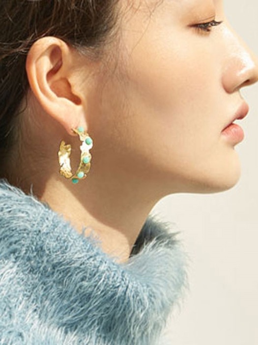 Hoop Stone Earrings_Turquoise