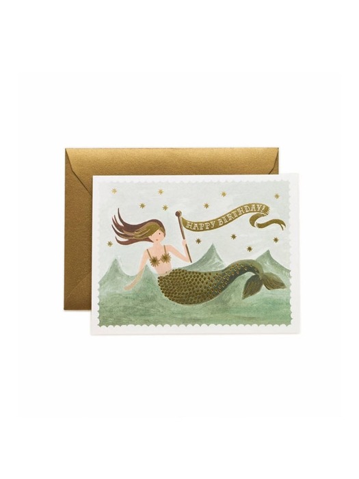 Vintage Mermaid Birthday Card 생일 카드