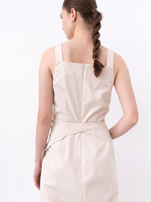 SLEEVELESS WRAP DRESS (IVORY)