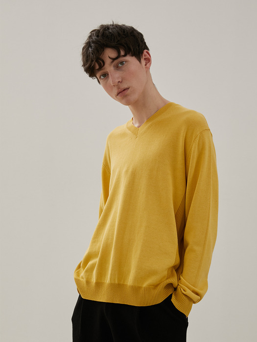 Color Block V-Neck Sweater (YELLOW)