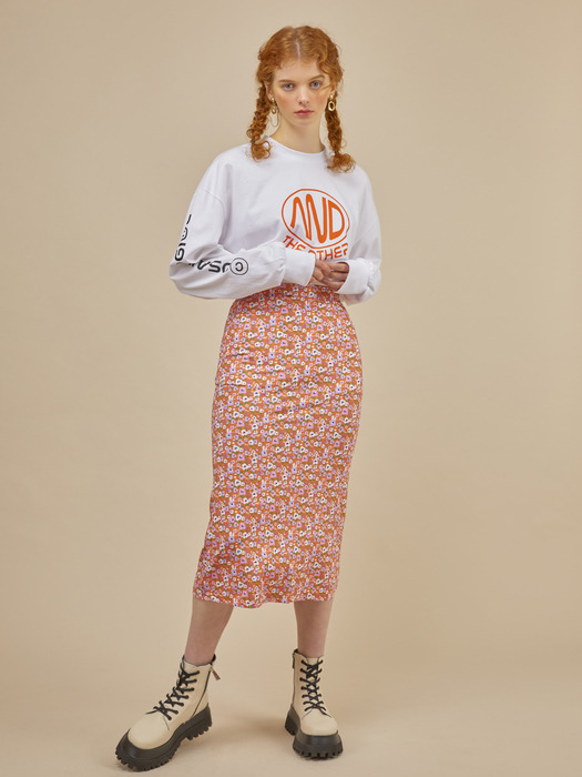 Orange Flower Leggings Skirt