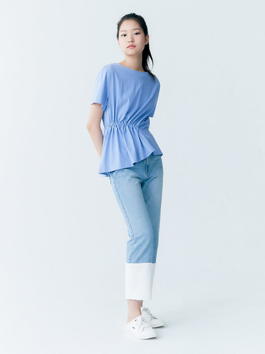 Waist String Jersey Top - Blue (KE0340M03Q)