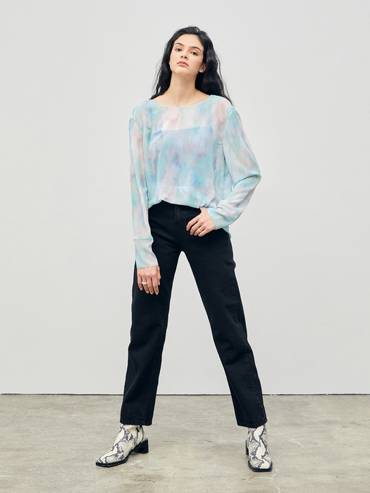 Watercolor See-through Blouse Mint