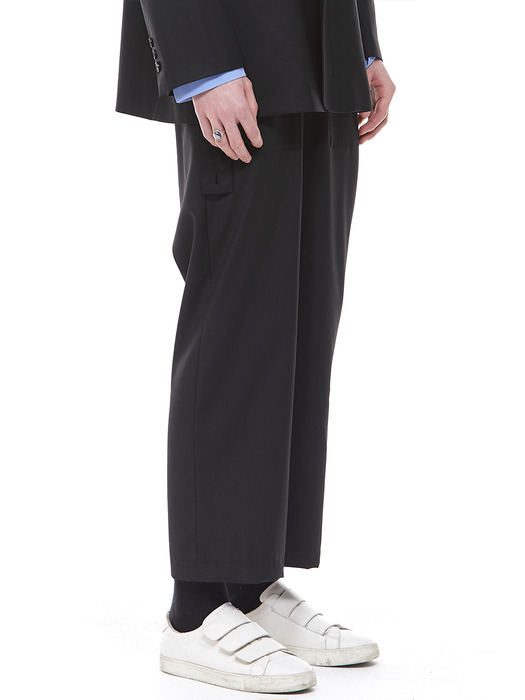 BANDING STRAIGHT WIDE PANTS(Italy wool)