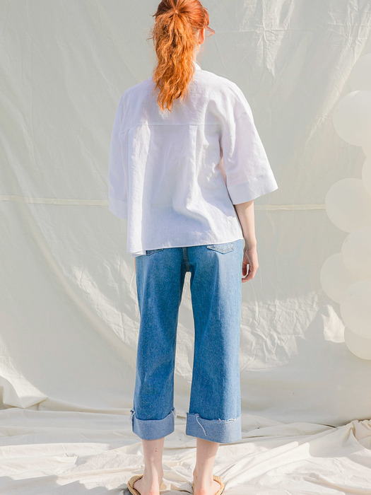 Mid-Length Linen Shirts_White