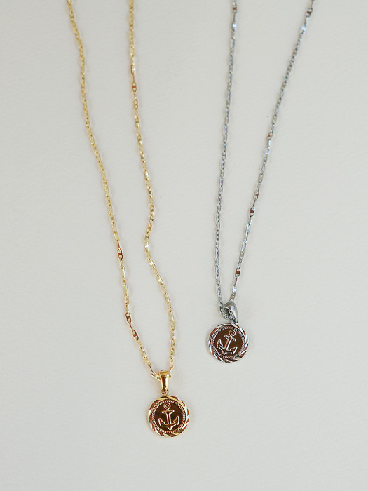 Anchor coin necklace (2color)