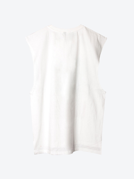 Tropical Printed Oversized Sleeveless T-shirt[White(UNISEX)]_UTT-ST51