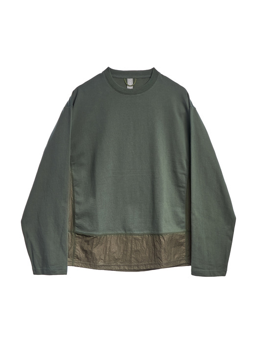 CONTRAST PANEL LONG SLEEVES / D.GREEN