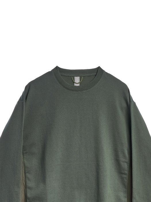 CONTRAST PANEL LONG SLEEVES / D.GREEN