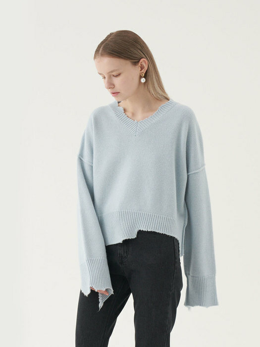 20 Fall_Powder Blue Lambs Wool Sweater 