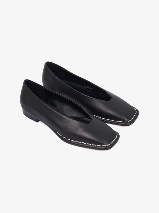 20mm Freja Hand Stitch Loafer Shoes (Black)