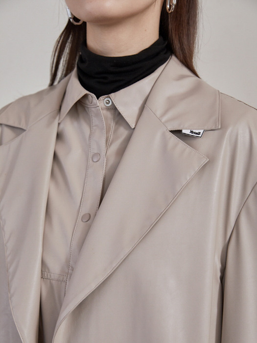 500g washable leather jacket ; beige