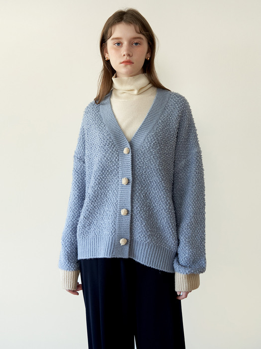 Pom Pom Cardigan_Sky