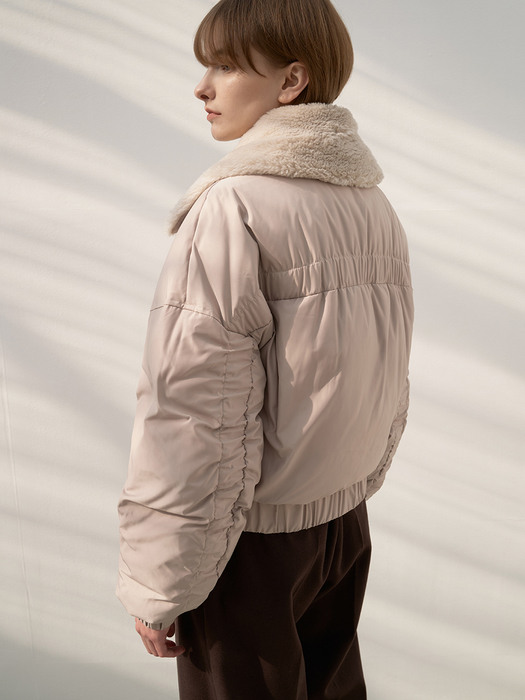 TTW FUR COLLAR GOOSE DOWN BOMBER BEIGE