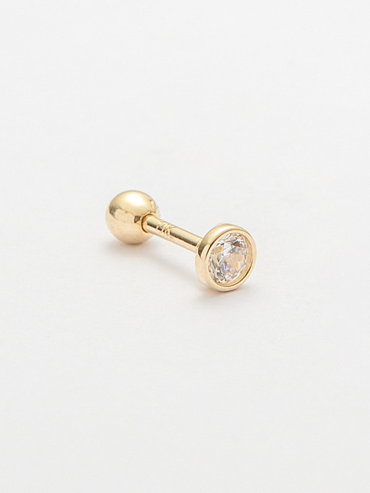 14k gold round CZ piercing (14k 골드) (바두께1mm)