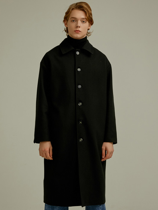 WOOL MAXI SINGLE COAT BLACK (UNISEX)