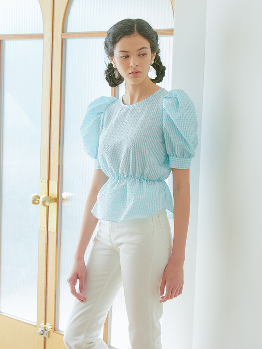 PUFF SLEEVES TIM BLOUSE_CHECK