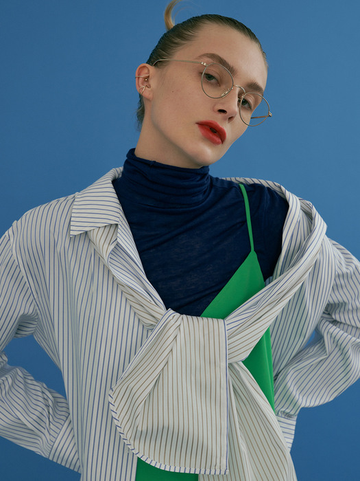 [FRONTROW X EENK] Scarf Layered Shirt_BLUE STRIPE