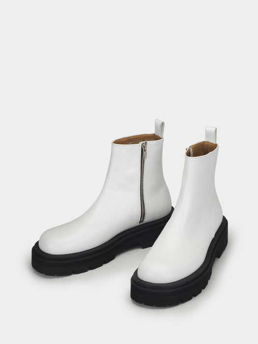 [Unisex]Felix_dow  ROUND TOE  BOOTS (White)