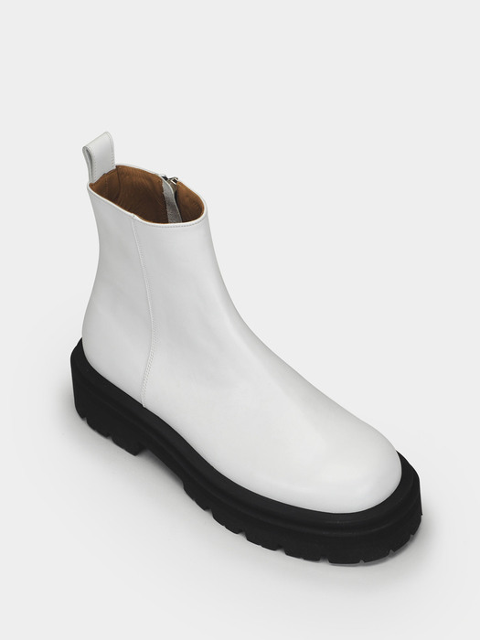 [Unisex]Felix_dow  ROUND TOE  BOOTS (White)