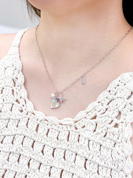 Nacre Flower Heart Necklace_NZ1139 (2colors)