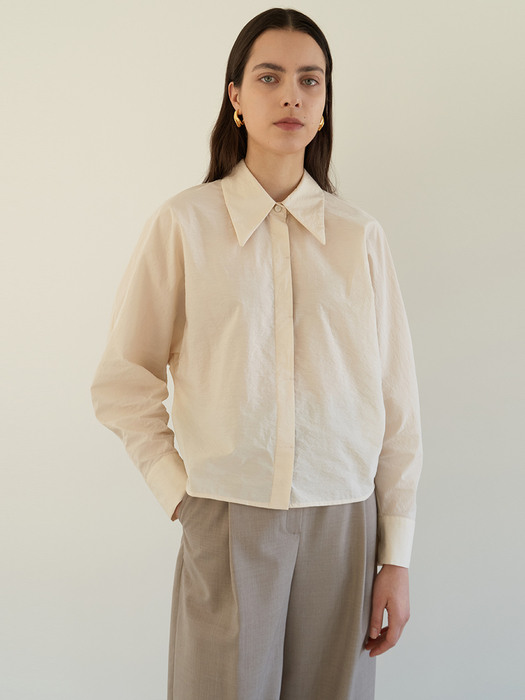 TOS CROPPED VOLUME BLOUSE I-BEIGE
