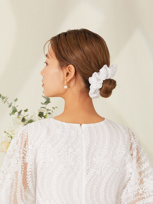 White lily lace scrunchie