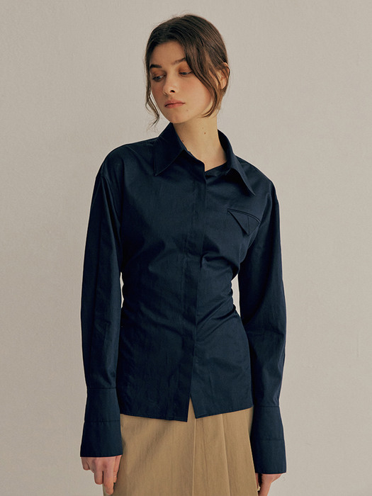 BELTED STITCH SHIRT_NAVY