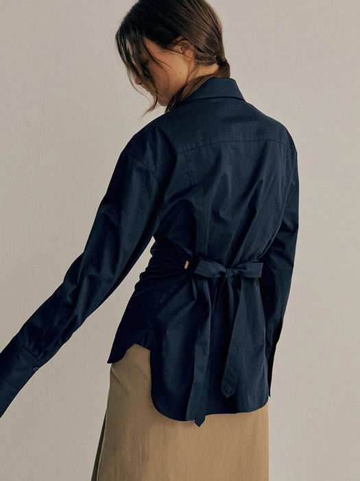 BELTED STITCH SHIRT_NAVY