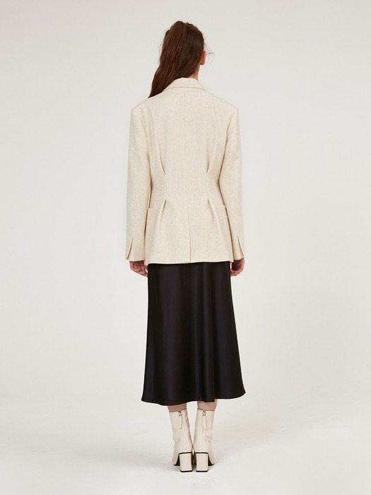 LINEN-LIKE TWO BUTTON BLAZER [Antique] [White] [Black]