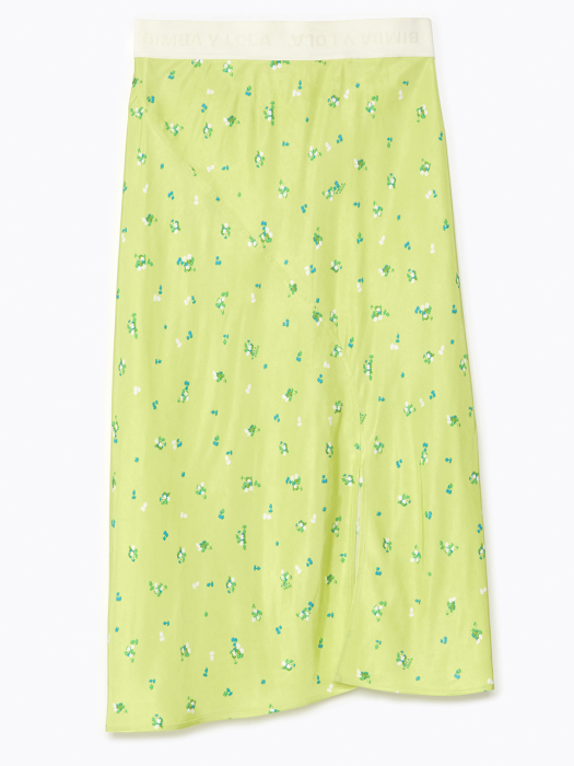 Little-Flowers green satin skirt_B215AWS005GN