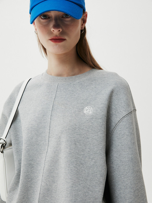 Pin Tuck Symbol Sweatshirt / Melange Grey 