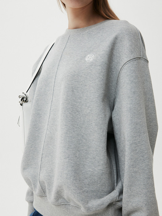 Pin Tuck Symbol Sweatshirt / Melange Grey 